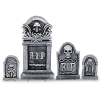 For Living Tombstones Kit With Stakes, Scary Graveyard Halloween Decorations, Grey, 4-pc