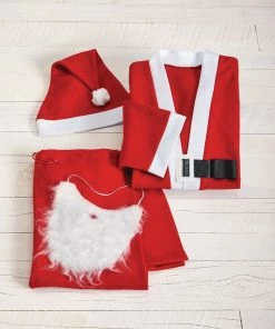 For Living Felt Adult Size Christmas Decoration Santa Suit, One Size, Red, 5-pc