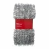 For Living Christmas Decoration Tinsel Garland, Silver, 50-ft