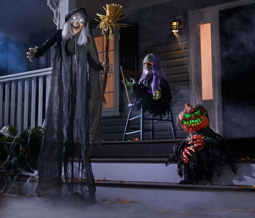 For Living Animated Sound Activated Pumpkin Man, LED Light For Halloween, Black, 19 1/2-in - Image 7