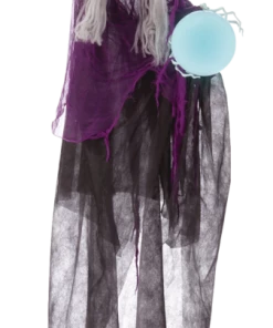 For Living Animated Witch With Crystal Ball, LED Lights, Sound For Halloween, Purple, 6-ft