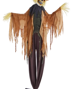 For Living Animated Standing Scarecrow With LED Lights For Halloween, Beige, 5 1/4-ft