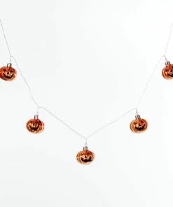 For Living Battery Operated Light Up Pumpkin, 10 LED Lights For Halloween, Orange, 6-ft
