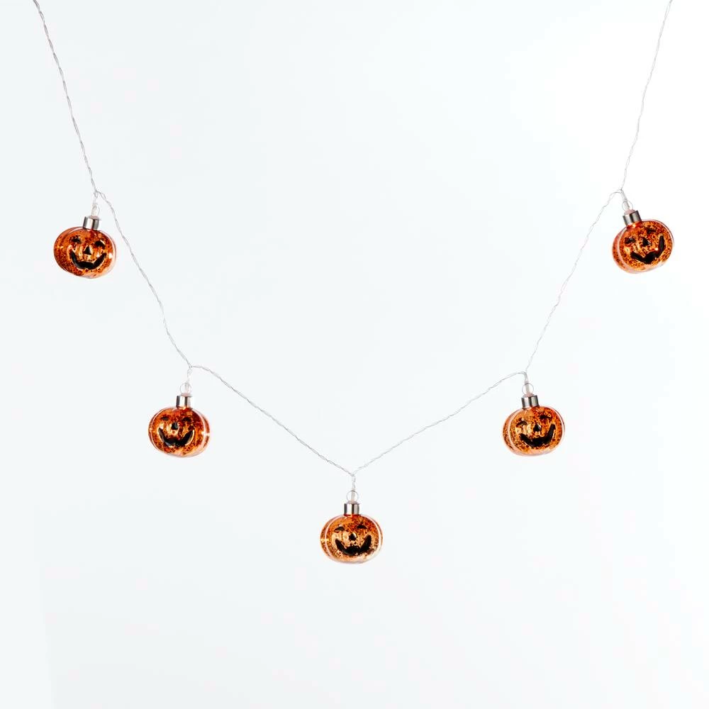 For Living Battery Operated Light Up Pumpkin, 10 LED Lights For Halloween, Orange, 6-ft