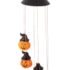 For Living Pumpkin Windchime With LED Solar Light, Auto Timer For Halloween, Orange, 2 1/2-ft