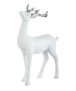 For Living Christmas Glittering Standing Deer Décor, White, 7-in