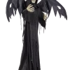 For Living Animated Standing Reaper, Flapping Wings, LED Lights For Halloween, Black, 6-ft