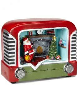 For Living Battery Operated Light-Up Musical Christmas Santa At Home Scene Décor, 8 1/4-in