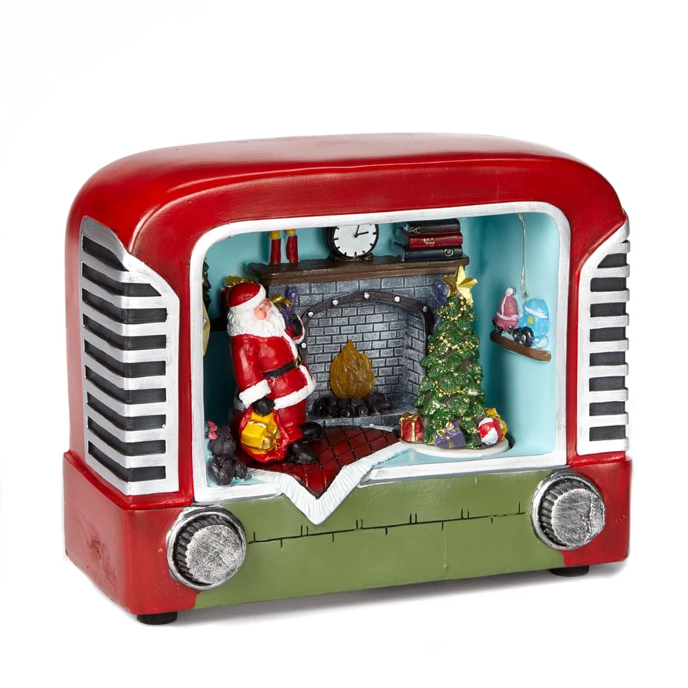 For Living Battery Operated Light-Up Musical Christmas Santa At Home Scene Décor, 8 1/4-in