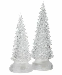 For Living Acrylic Light-Up Christmas Tree Decoration Set, Clear, 2-pc