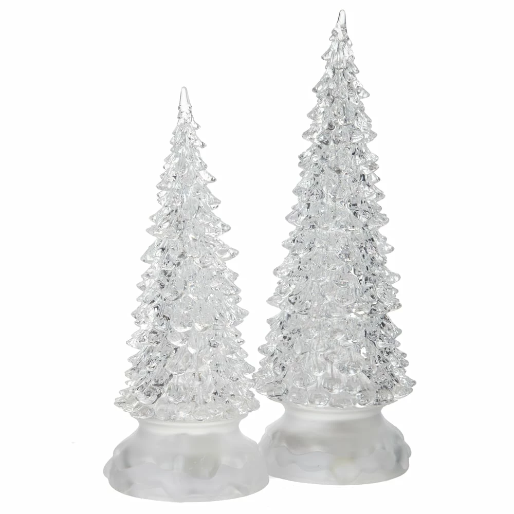 For Living Acrylic Light-Up Christmas Tree Decoration Set, Clear, 2-pc