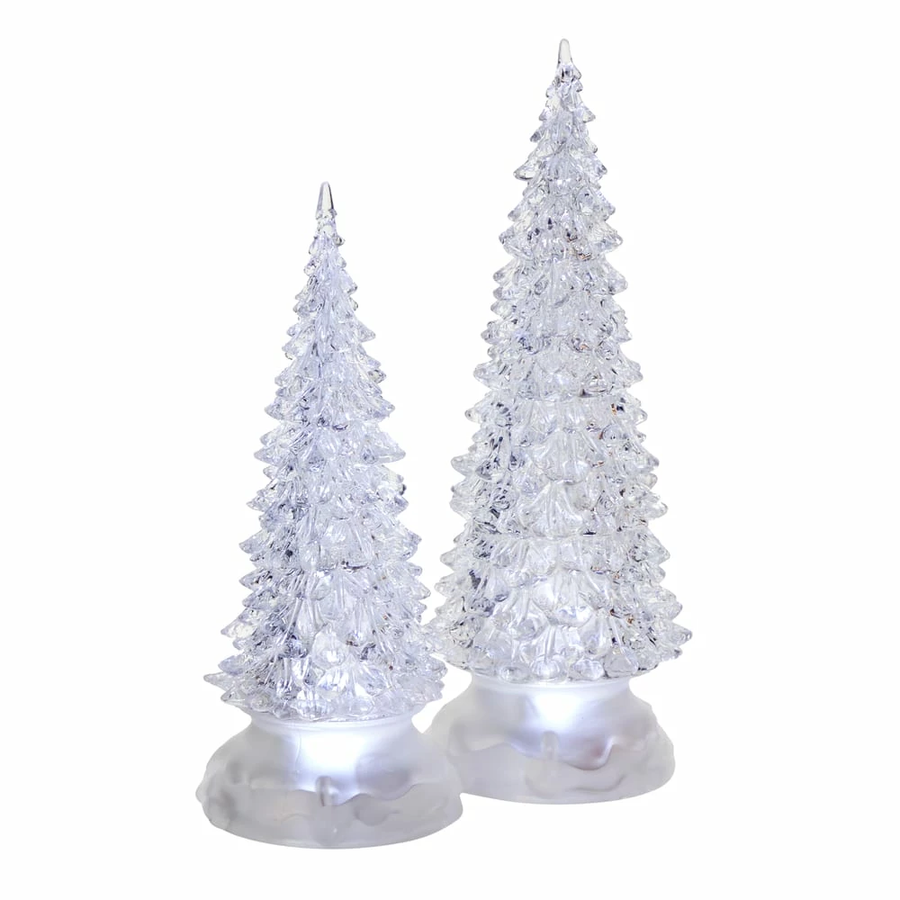 For Living Acrylic Light-Up Christmas Tree Decoration Set, Clear, 2-pc - Image 2