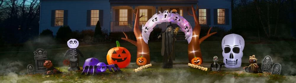 For Living Inflatable Colour-Changing Arch With LED Lights For Halloween, White, 8-ft - Image 5