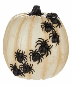 For Living Resin Pumpkin With Creepy Crawlers For Halloween, Assorted Styles, White, 9-in