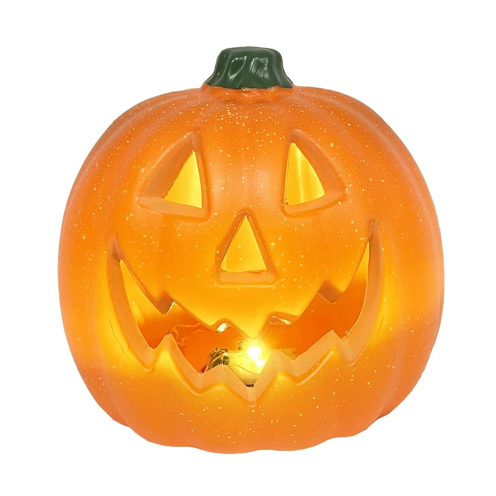 For Living Battery Operated Light-Up Plastic Pumpkin, 9-in