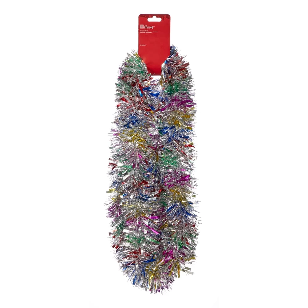 For Living Christmas Decoration Sparkle Tinsel Garland, Rainbow, 9-ft - Image 2