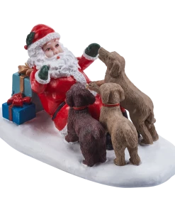 For Living Christmas Decoration Village Santa With Dogs Accessory, 3 7/8-in