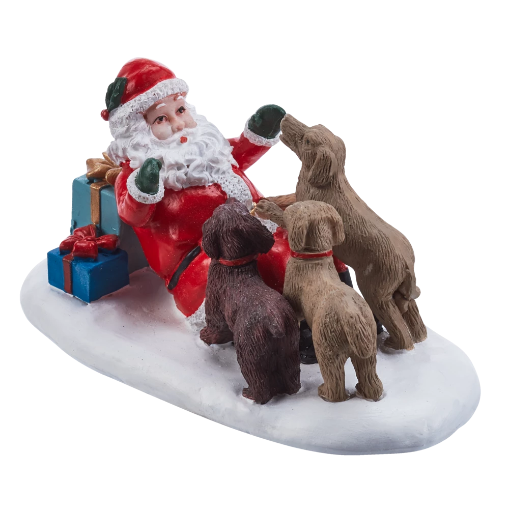 For Living Christmas Decoration Village Santa With Dogs Accessory, 3 7/8-in