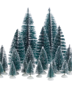 For Living Christmas Decoration Village Bottle Brush Tree Accessory Set, 21-pc