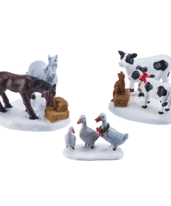 For Living Christmas Decoration Village Farm Animals Accessory Set, 3-pc