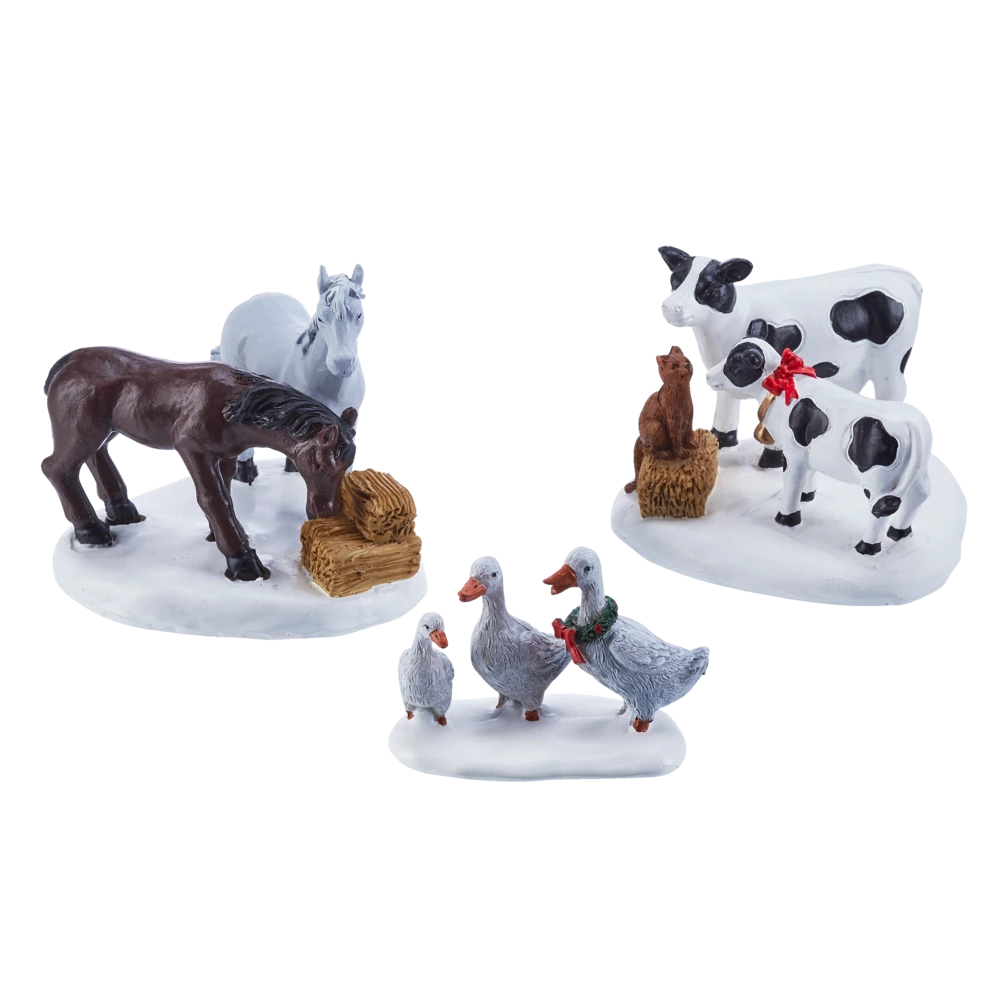 For Living Christmas Decoration Village Farm Animals Accessory Set, 3-pc