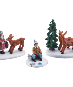 For Living Christmas Decoration Village Wild Animals Accessory Set, 3-pc