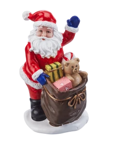For Living Christmas Decoration Village Santa With Gifts Accessory, 2 3/4-in