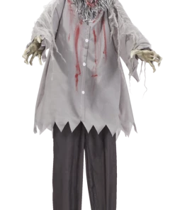 For Living Animated Hanging Wolf With LED Lights, Sound Sensor For Halloween, White, 6-ft