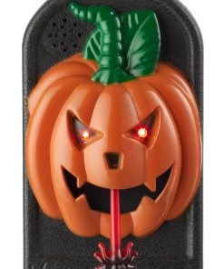 For Living Animated Pumpkin Doorbell, Flashing LED Light For Halloween, Orange, 8-in