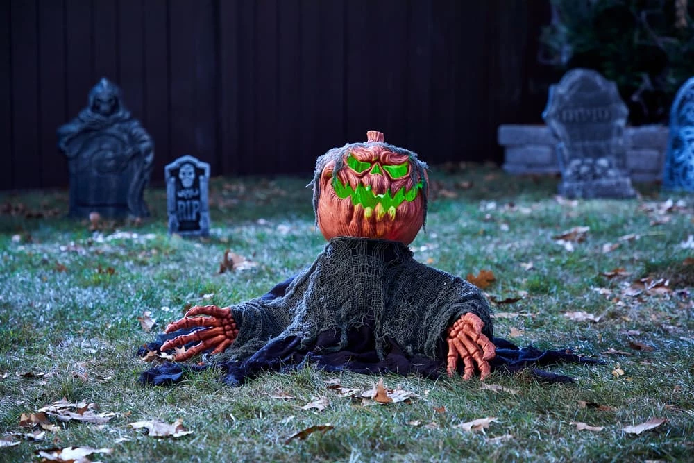 For Living Animated Sound Activated Pumpkin Man, LED Light For Halloween, Black, 19 1/2-in - Image 2