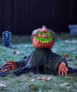 For Living Animated Sound Activated Pumpkin Man, LED Light For Halloween, Black, 19 1/2-in