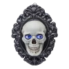 For Living Animated Skull Plaque With Blinking LED Light Eyes For Halloween, White, 14-in