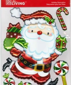 For Living Holiday Metallic Christmas Decoration 3D Clings, Assorted Style