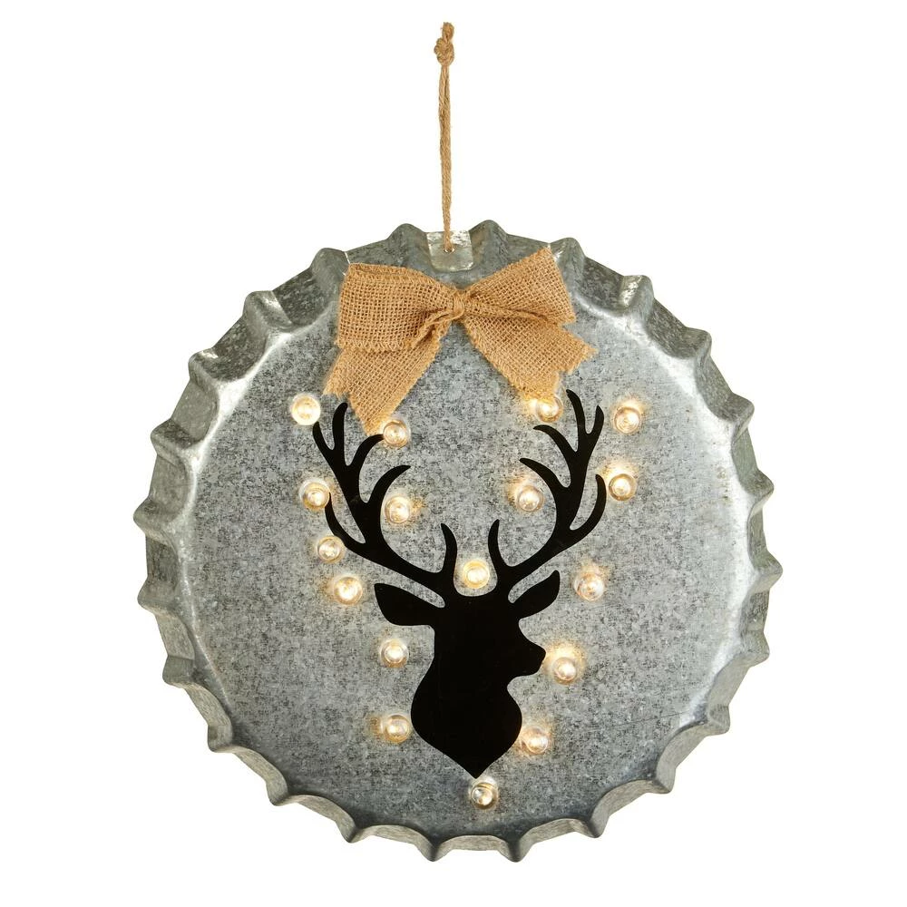 For Living Battery Operated Light-Up Christmas Hanging Decoration Bottle Cap, Grey - Image 2