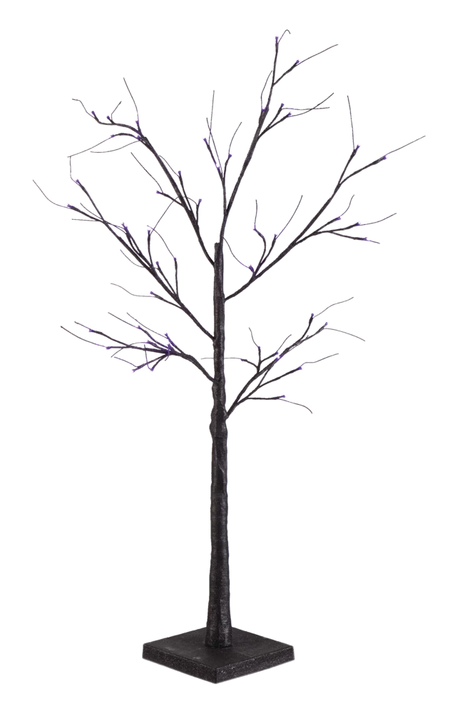For Living Glitter Tree With 48 LED Lights For Halloween, Assorted Colours, Black, 4-ft