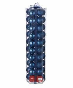 For Living Shatterproof Decoration Ball Christmas Ornament Set, Blue, 2 3/10-in, 50-pc
