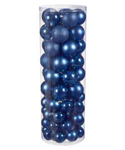For Living Blue Collection Shatterproof Ball Christmas Ornament Set, Assorted Colour & Size, 80-pc