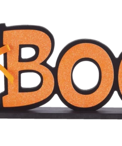 For Living Cat Boo Wooden Sign For Indoor Halloween Party Decorations, Black, 15 3/4-in