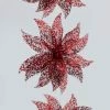 For Living Chunky Festive Glittering Decoration Poinsettia Bow, Assorted Colour, 9 X 7-in, 3-pk