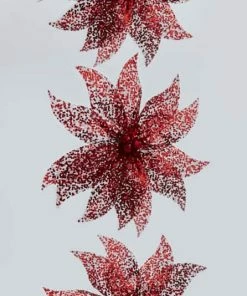 For Living Chunky Festive Glittering Decoration Poinsettia Bow, Assorted Colour, 9 X 7-in, 3-pk