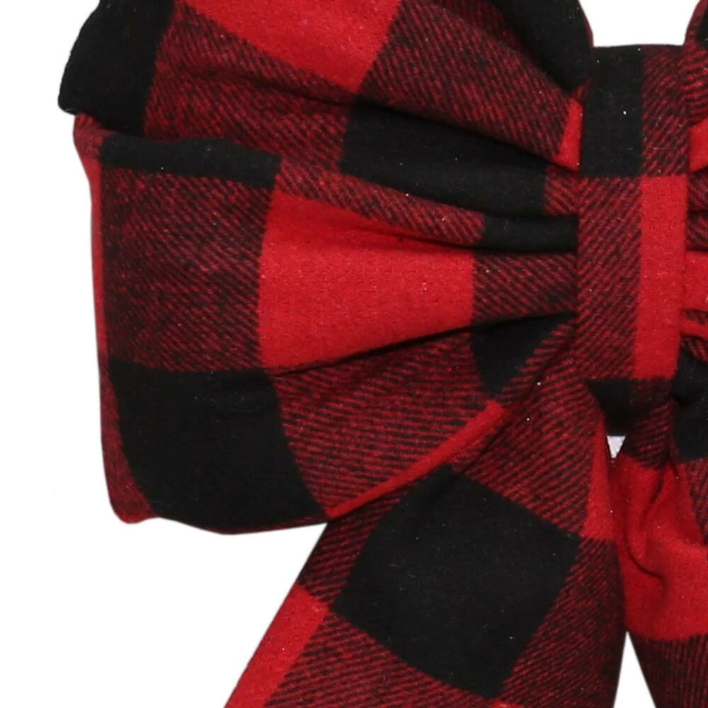For Living Fabric Christmas Decoration Bow, Buffalo Check, 13 3/4-in X 2-in - Image 2
