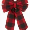 For Living Fabric Christmas Decoration Bow, Buffalo Check, 13 3/4-in X 2-in