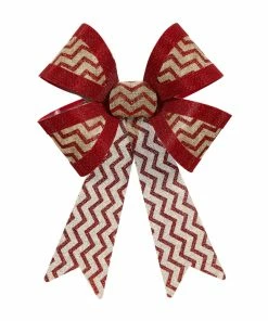 For Living Burlap 4-Loop Festive Decoration Bow, Assorted Style, 14 1/8 X 10-in
