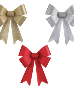 For Living Christmas Glittering Decoration Stiff Bow, Assorted Colours, 18 X 11-in
