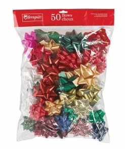 For Living Christmas Decoration Gift Bows, Assorted Colour, 50-pk