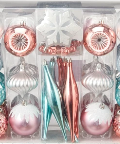 For Living Brights Collection Shatterproof Christmas Ornament Set, Assorted Style & Size, 40-pc