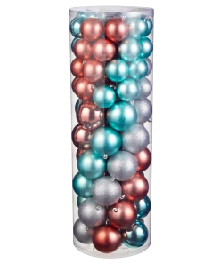 For Living Shatterproof Ball Christmas Ornament Set, Assorted Colour & Size, 80-pc