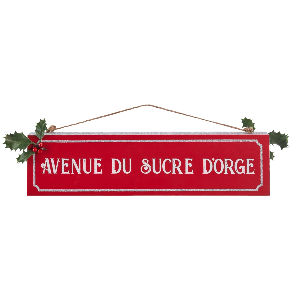For Living Christmas Decoration Candy Cane Lane Sign, Bilingual, Red, 15 3/4-in - Image 2