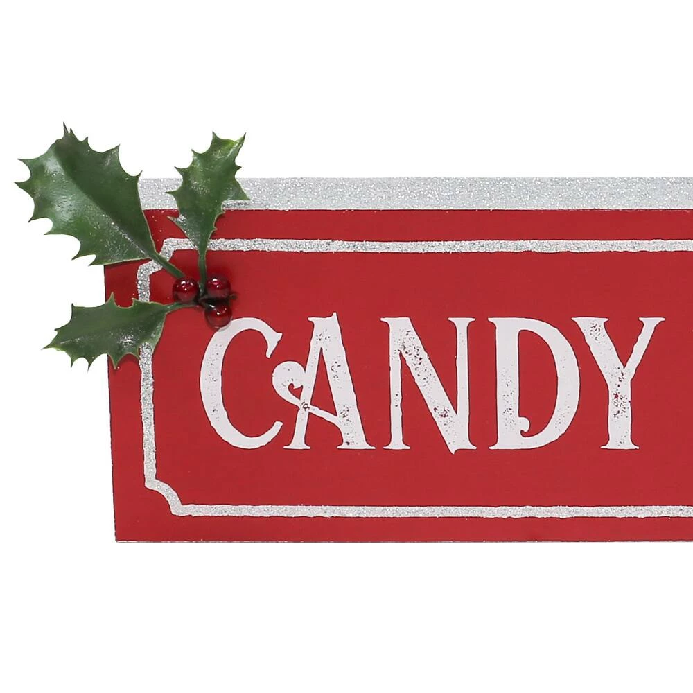 For Living Christmas Decoration Candy Cane Lane Sign, Bilingual, Red, 15 3/4-in - Image 3