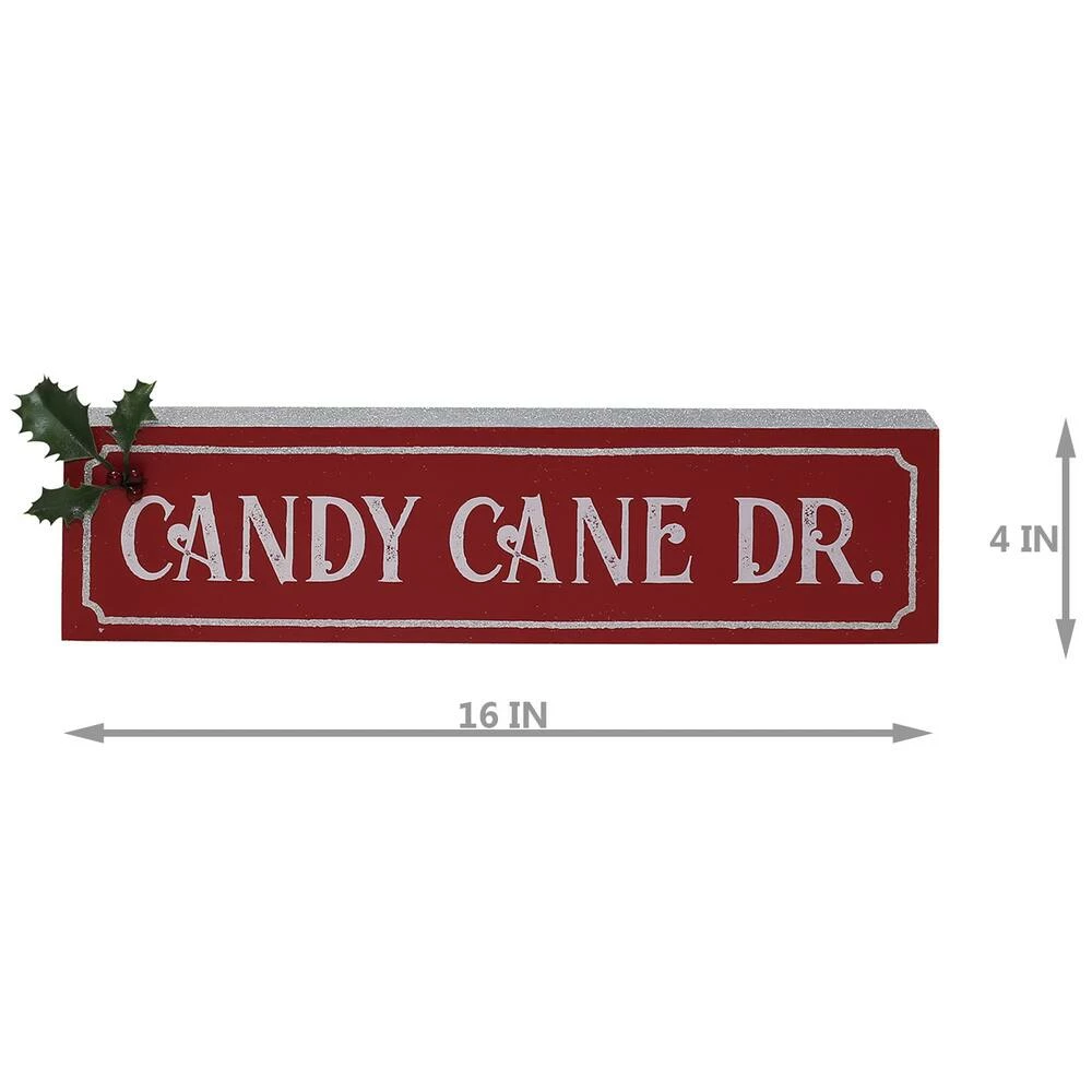 For Living Christmas Decoration Candy Cane Lane Sign, Bilingual, Red, 15 3/4-in - Image 4